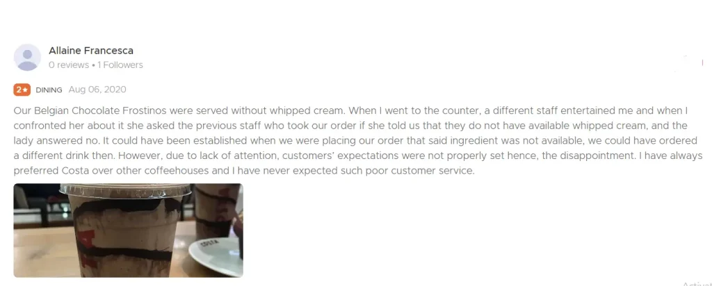 costa coffee review 